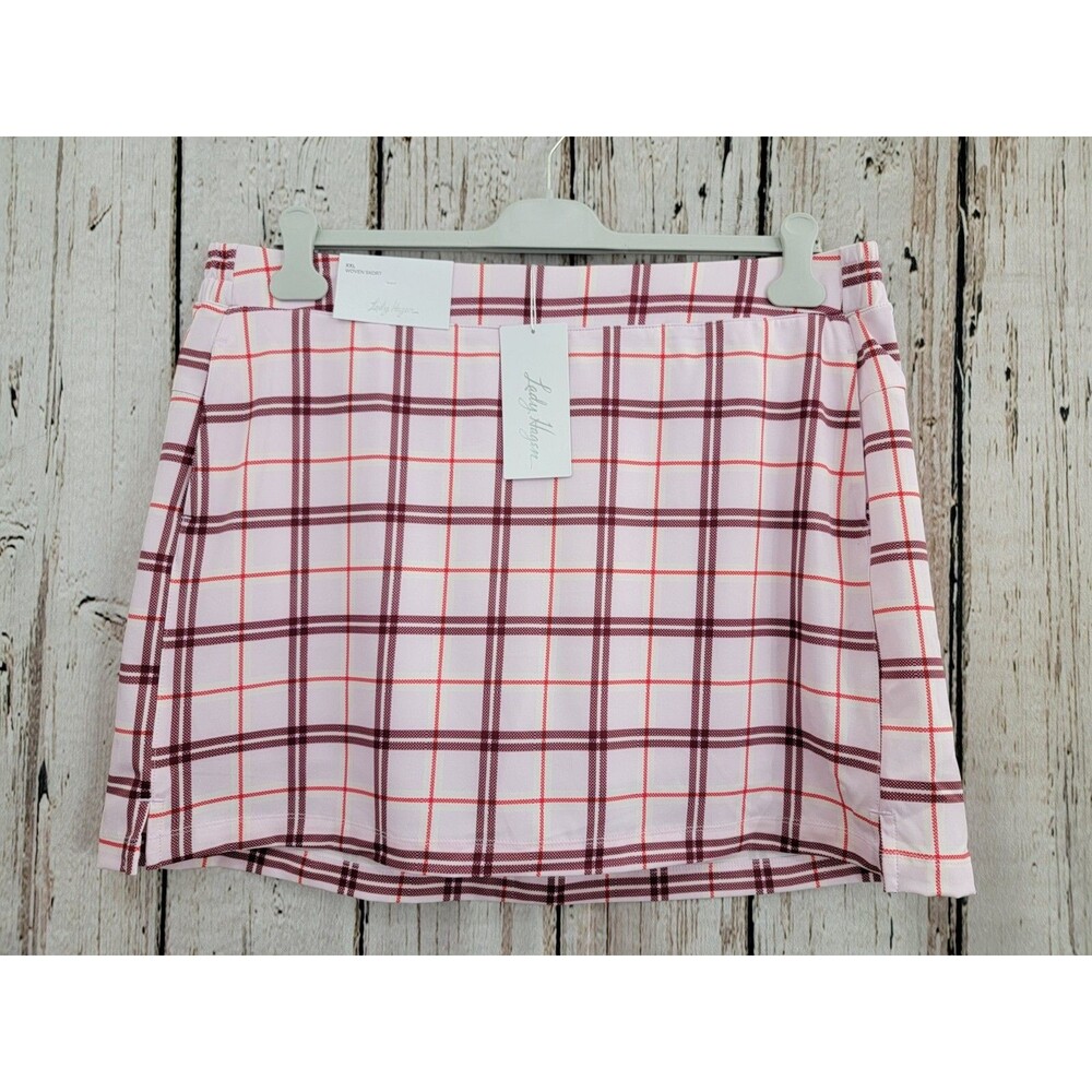 Lady Hagen Women's XXL Clubhouse 16" Woven Golf Skort Plaid Skirt Shorts NEW NWT